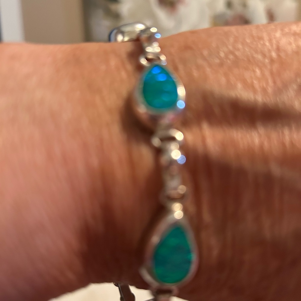 Elegant Silver and Blue Bracelet